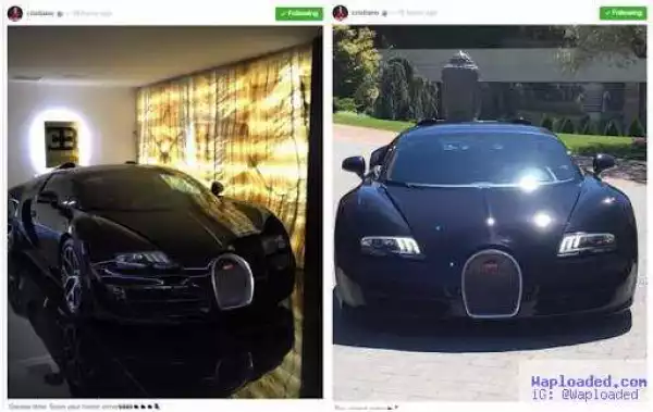 Cristiano Ronaldo Gifts Himself New Luxury Bugatti Veyron Car, Worth Over $2million (Photos)